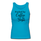 Fueled by coffee and yoga - Women's Longer Length Fitted Tank - turquoise