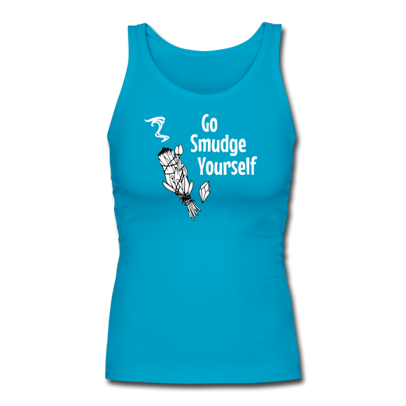 Go Smudge yourself - Women's Longer Length Fitted Tank - turquoise